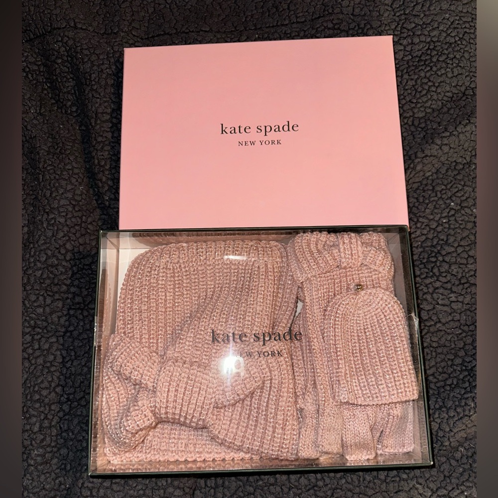 NWT - Kate Spade Beanie and Mitten Set